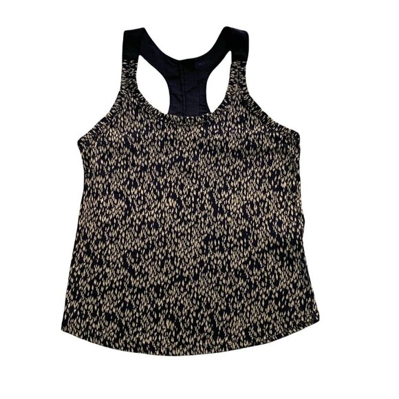 Banana Republic Racerback Tank Top Women XS Multicolor Print Zipper Black #181B - Picture 4 of 10